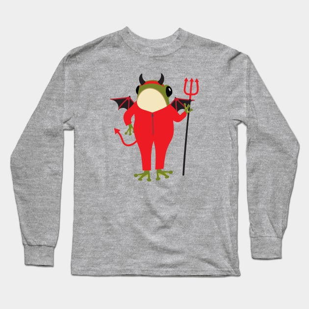 Frog in a devil Halloween costume Long Sleeve T-Shirt by Jennifer Ladd